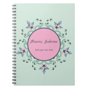 Moderne turquoise Roze Bloemige Mandala Doodles Notitieboek