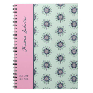 Moderne turquoise Roze Bloemige Mandala Doodles Notitieboek