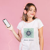Moderne turquoise Roze Bloemige Mandala Doodles T-shirt