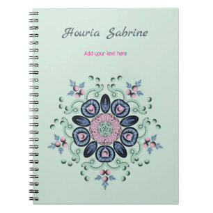 Moderne turquoise Roze Bloemrijke Mandala Doodles Notitieboek