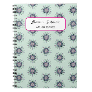 Moderne turquoise Roze Bloemrijke Mandala Doodles Notitieboek