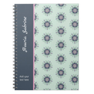 Moderne turquoise Roze Bloemrijke Mandala Doodles Notitieboek