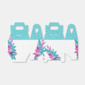 Moderne turquoise roze tropische Abstracte bloemen Bedankdoosjes (Uitgevouwen)