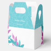 Moderne turquoise roze tropische Abstracte bloemen Bedankdoosjes (Geopend)