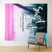 Moderne Turquoise Roze Tropische Luau Sweet 16 Ach Wandkleed (In Situ (horizontaal))