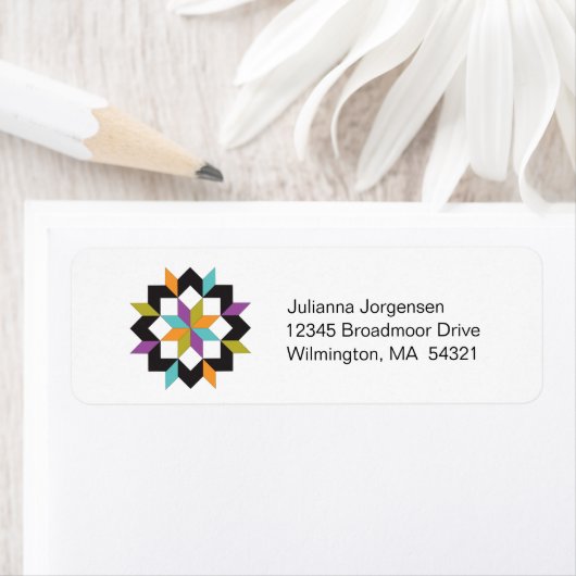 Moderne Turquoise Sampler Quilt Adresetiketten Etiket (Insitu)