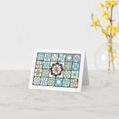 Moderne Turquoise Sampler Quilt Note Kaart (Gele Bloem)