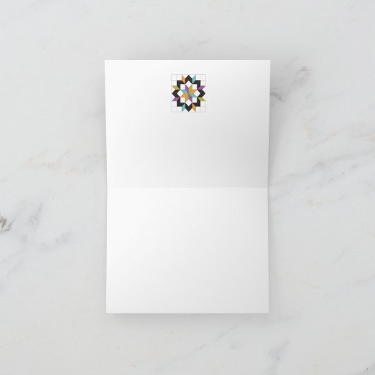 Moderne Turquoise Sampler Quilt Note Kaart (Binnen)