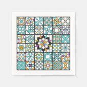 Moderne Turquoise Sampler Quilt servetten (Voorkant)