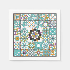 Moderne Turquoise Sampler Quilt servetten
