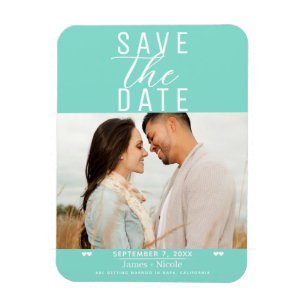Moderne turquoise save the date trouwfoto magneet