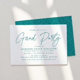 Moderne Turquoise Script Afstudeerfeest Kaart