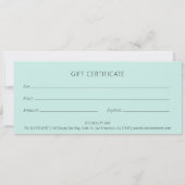 Moderne Turquoise Spiraal Stip Cadeaubon (Achterkant)