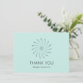 Moderne Turquoise Spiraal Stip Elegant Bedankkaart (Staand voorkant)