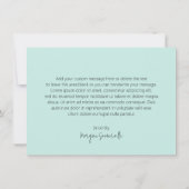 Moderne Turquoise Spiraal Stip Elegant Bedankkaart (Achterkant)