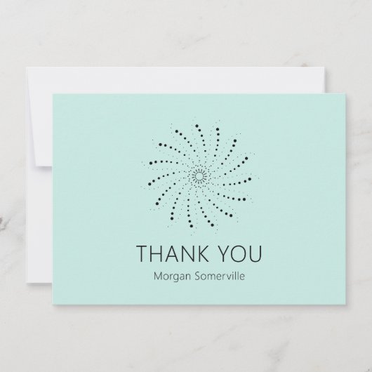 Moderne Turquoise Spiraal Stip Elegant Bedankkaart (Voorkant)