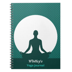 Moderne Turquoise Stippen Yogi Volle Maan Naam Notitieboek