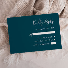 Moderne Turquoise Trouwkaart RSVP Kaartje