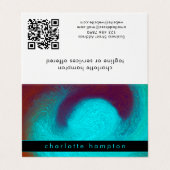 Moderne Turquoise Unieke Koele Kleurrijke QR-code Visitekaartje (Buitenkant ongevouwen)
