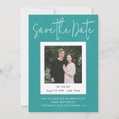 Moderne Turquoise Verloving Foto Bewaar de datum Kaart (Voorkant)