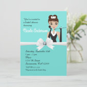 Moderne Turquoise Verlovingsfeest Bruiloft Chic Kaart (Staand voorkant)