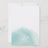 Moderne turquoise waterverf bruiloft initialen kaart (Achterkant)