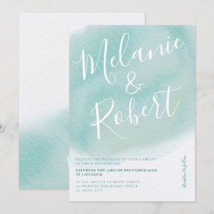 Moderne turquoise waterverf bruiloft initialen kaart