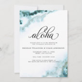 Moderne Turquoise Waterverf Mos Agat Aloha Kaart (Voorkant)