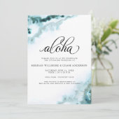 Moderne Turquoise Waterverf Mos Agat Aloha Kaart (Staand voorkant)