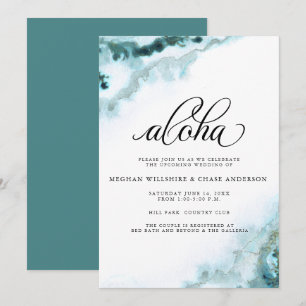 Moderne Turquoise Waterverf Mos Agat Aloha Kaart