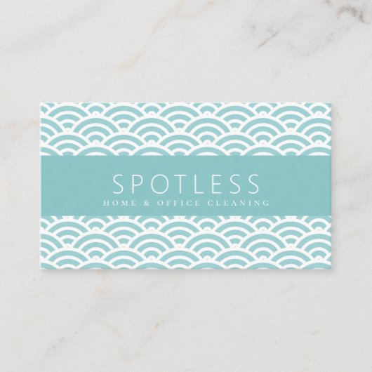 Moderne Turquoise Wave Pattern Cleaning Service Visitekaartje (Voorkant)