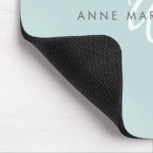 Moderne Turquoise Wit Schreef Monogram Muismat (Hoek)