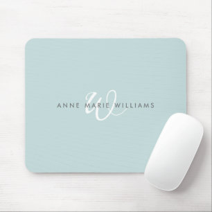 Moderne Turquoise Wit Schreef Monogram Muismat