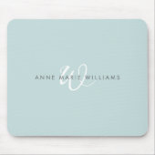 Moderne Turquoise Wit Schreef Monogram Muismat (Voorkant)