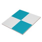 Moderne Turquoise Witte Geruite Keramische Tegel Tegeltje (Zijkant)