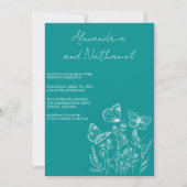 Moderne Turquoise & Witte Vlinder Bruiloft  Kaart (Voorkant)