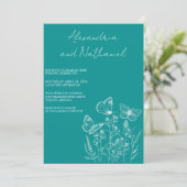 Moderne Turquoise & Witte Vlinder Bruiloft  Kaart (Staand voorkant)
