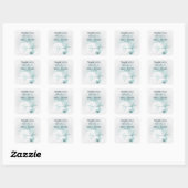 Moderne Turquoise Zeeschelp Strand Bruiloft Vierkante Sticker (Vel)