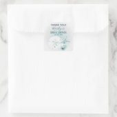 Moderne Turquoise Zeeschelp Strand Bruiloft Vierkante Sticker (Tas)