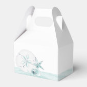 Moderne turquoise zeeschelpen strand bruiloft bedankdoosjes (Achterkant)