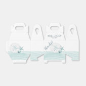 Moderne turquoise zeeschelpen strand bruiloft bedankdoosjes (Uitgevouwen)