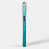 Moderne Turquoise Zilveren faux glitter Monogram Case-Mate iPhone Case (Achterkant / Rechts)