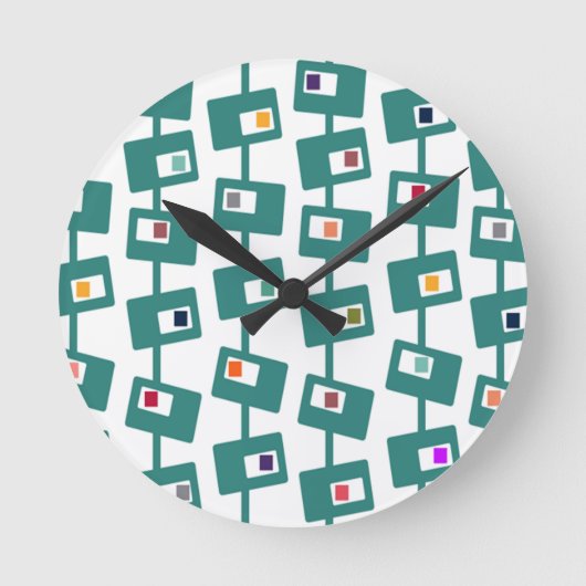 Moderne tussenliggende rechthoeken en vierkantjes ronde klok (Voorkant)