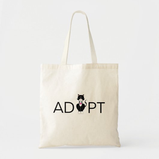 Moderne Tuxedo Wilde Kat Adoptie Tote Bag (Voorkant)