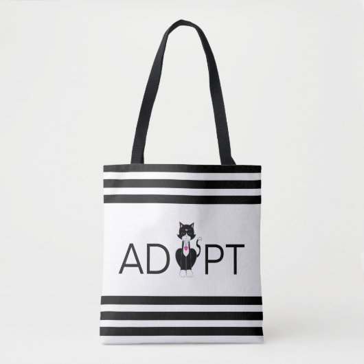 Moderne Tuxedo Wilde Kat Adoptie Tote Bag (Voorkant)