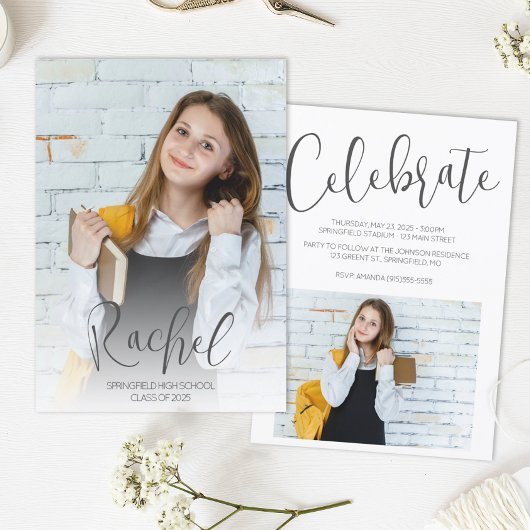 Moderne Twee Foto Afstuderen Kaart