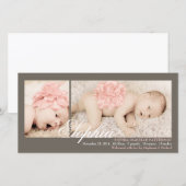 Moderne Twee Foto Baby Meisje Geboorteaankondiging Aankondiging (Voorkant / Achterkant)