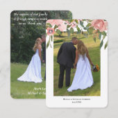 Moderne Twee Foto Blozende Roos Bloem Bruiloft Bedankkaart (Voorkant / Achterkant)