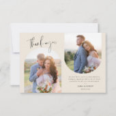 Moderne twee foto bruiloft bedankkaart (Voorkant)