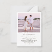 Moderne twee foto bruiloft budget mini dank u notitiekaartje (Achterkant)